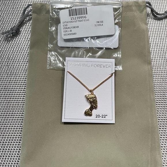 🔵STERLING FOREVER NWT EGYPTIAN PHARAOH PENDANT 14K GOLD-PLATED BRASS NECKLACE - Picture 2 of 8
